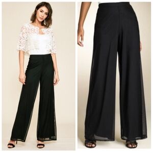 Tadashi Shoji Vintage 90s Y2K Chiffon Wide Leg Pants Women's XL Sheer Overlay